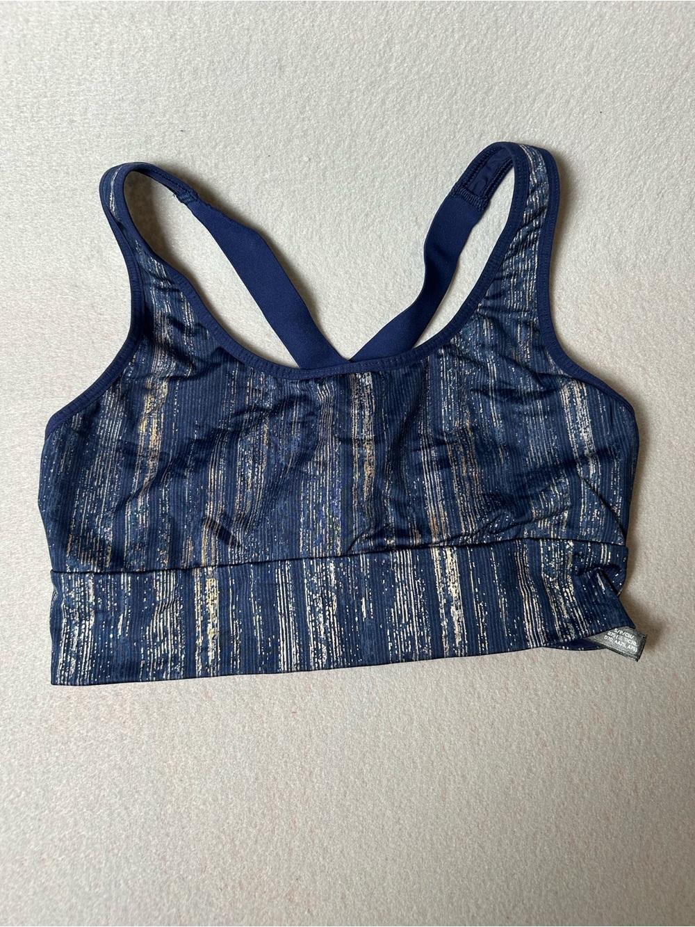 Victoria’s Secret Sport Blue Metallic Unlined Racerback Sports Bra Gym Sz S